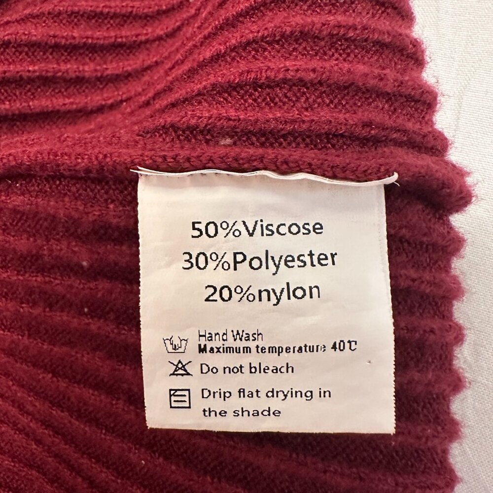 Red Ruffle and Rib Sweater - Picture 2 of 3